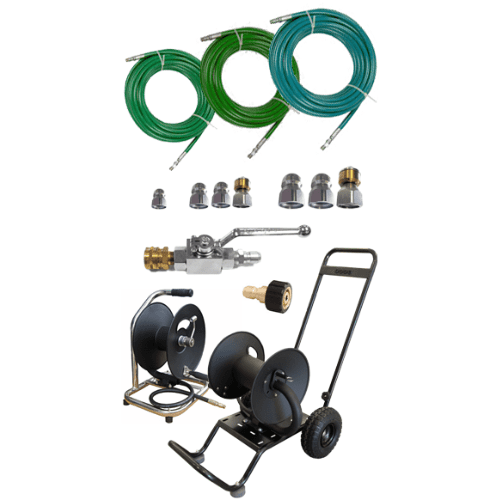 MAX Remote Jetter 3/8″ Hose & Reel Kit with 3 Nozzles - HWC Jetters